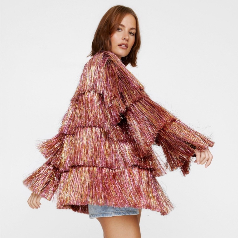 Nasty Gal metallic fringe jacket - perfect for the Eras Tour!